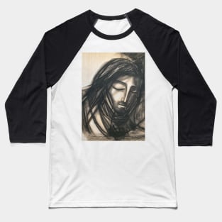 Jesus Christ Face charcoal illustration Baseball T-Shirt